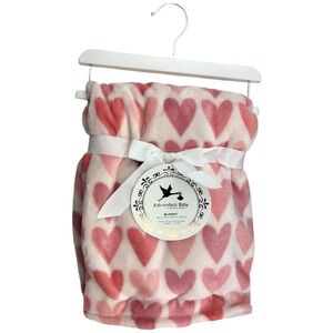 Adirondack My Cozy Baby Heart Blanket White Pink Red Plush Soft Lovey 30x40 NWT